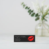 Zwarte en rode lippenstift mini visitekaartje (Staand voorkant)
