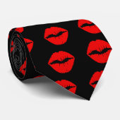 Zwarte en rode lippenstift stropdas (Opgerold)