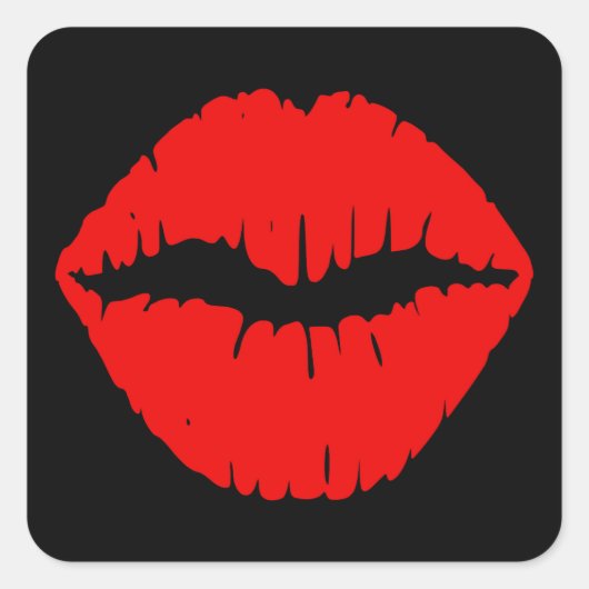 Zwarte en rode lippenstift vierkante sticker (Voorkant)