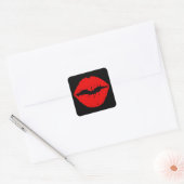 Zwarte en rode lippenstift vierkante sticker (Envelop)