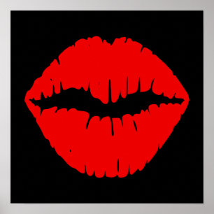 Zwarte en rode lipstick poster