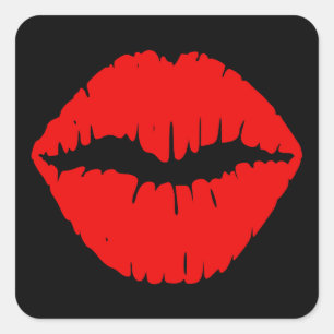 Zwarte en rode lipstick vierkante sticker