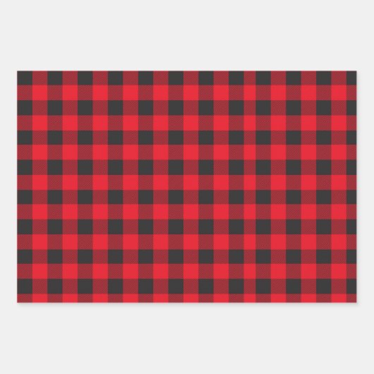 Zwarte en rode Lumberjack check vaders dagset Inpakpapier Vel (Voorkant)