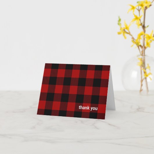 zwarte en rode lumberjack plaid dank kaart (Gele Bloem)