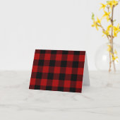 zwarte en rode lumberjack plaid notecard kaart (Gele Bloem)