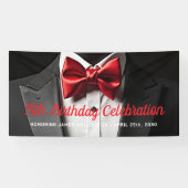 Zwarte en rode Mannen-Stropdas Spandoek (Horizontaal)