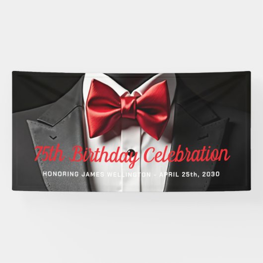 Zwarte en rode Mannen-Stropdas Spandoek (Horizontaal)