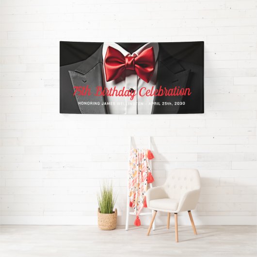 Zwarte en rode Mannen-Stropdas Spandoek (Insitu)