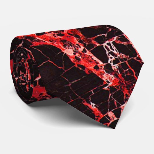 Zwarte en rode marmer, stropdas (Opgerold)
