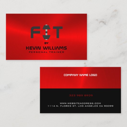 Zwarte en rode metalen achtergrond visitekaartje (Voorkant / Achterkant)