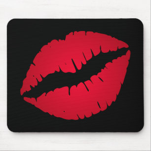 Zwarte en rode ombre lippenstift kus muismat