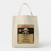 Zwarte en rode piraat regels tote bag (Achterkant)