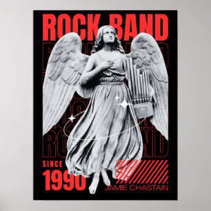 Zwarte en Rode Plezierige Rockbandmuziek Poster