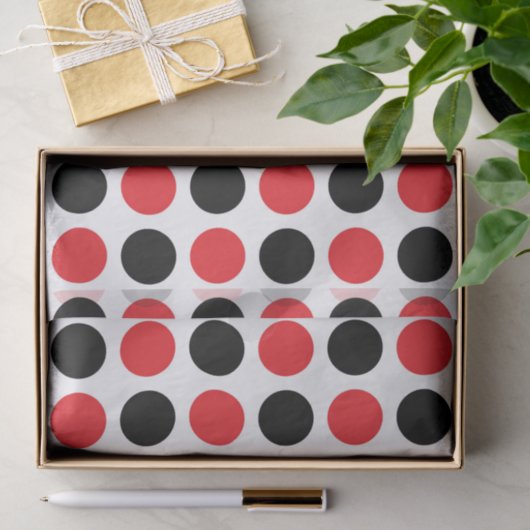 Zwarte en rode poka Dots Tissuepapier (Geschenk)