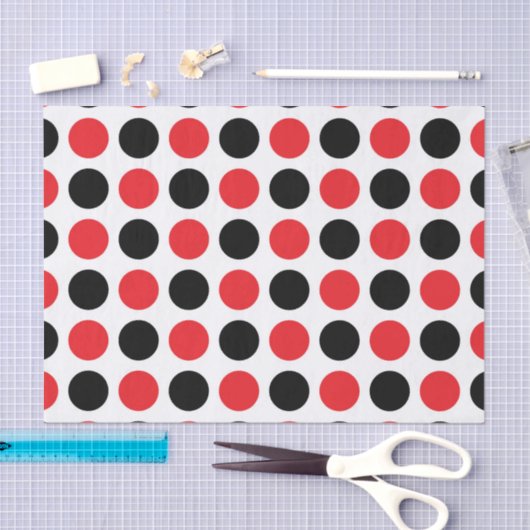 Zwarte en rode poka Dots Tissuepapier (Craft)
