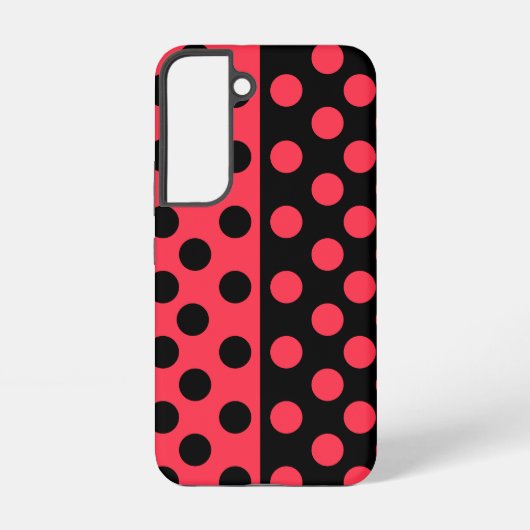 Zwarte en rode Polka Dots Samsung Galaxy Hoesje (Achterkant)