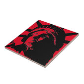 Zwarte en Rode Pop Kunstbeeld Vrijheid Tegeltje (Zijkant)