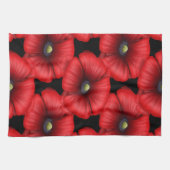 Zwarte en Rode Poppies Bloemenpatroon Keuken Handd Theedoek (Horizontaal)