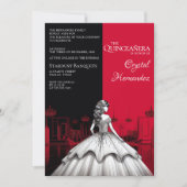Zwarte en rode Quinceañera Kaart (Voorkant)