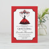 Zwarte en rode Quinceañera Kaart (Staand voorkant)