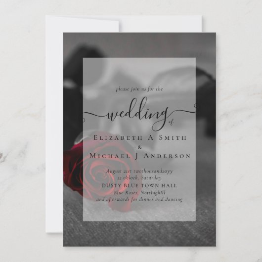 Zwarte en rode rozen Gotische trouw uitnodiging (Voorkant)