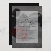 Zwarte en rode rozen Gotische trouw uitnodiging (Voorkant / Achterkant)