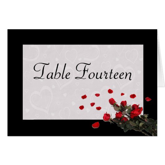 Zwarte en rode rozen - Tabelnummerkaarten voor bru (Voorkant Horizontaal)