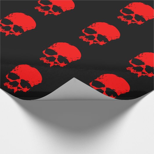 Zwarte en rode schedel cadeaupapier (Hoek)