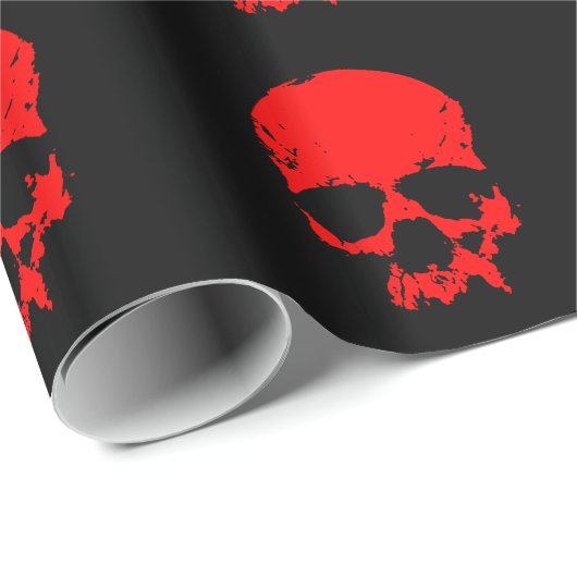 Zwarte en rode schedel cadeaupapier (Rol Hoek)