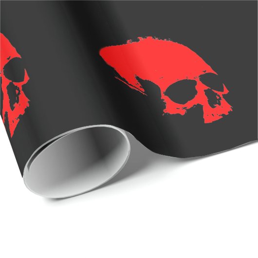 Zwarte en rode schedel cadeaupapier (Rol Hoek)