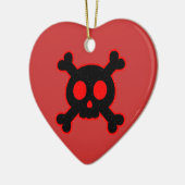 Zwarte en rode schedel keramisch ornament (Links)