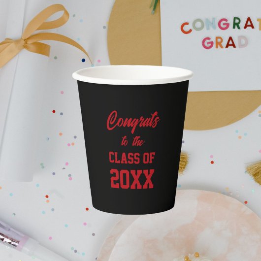 Zwarte en rode schoolkleuren Afstudeerfeest Papieren Bekers
