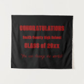 Zwarte en rode schoolkleuren afstuderen wandkleed (Voorkant (horizontaal))