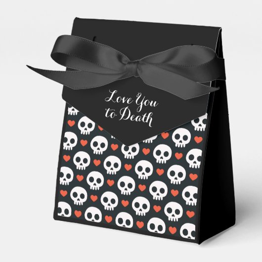 Zwarte en rode Skull Favor Box Bedankdoosjes (Voorkant Zijde)