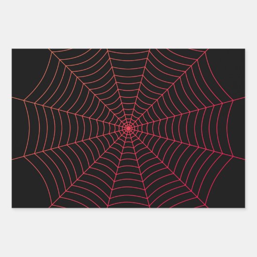 Zwarte en rode spin web Halloween patroon Inpakpapier Vel (Voorkant)
