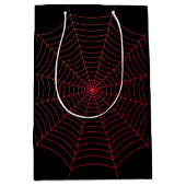 Zwarte en rode spin web Halloween patroon Medium Cadeauzakje (Voorkant)