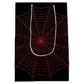 Zwarte en rode spin web Halloween patroon Medium Cadeauzakje (Achterkant)