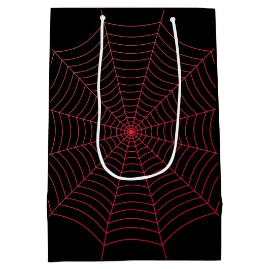 Zwarte en rode spin web Halloween patroon Medium Cadeauzakje (Achterkant)