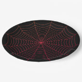 Zwarte en rode spin web Halloween patroon Papieren Bordje (Gekanteld)
