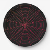 Zwarte en rode spin web Halloween patroon Papieren Bordje (Voorkant)