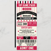 Zwarte en rode sporthaven met Ticket Birthday Part Kaart (Voorkant / Achterkant)