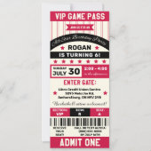 Zwarte en rode sporthaven met Ticket Birthday Part Kaart (Voorkant)