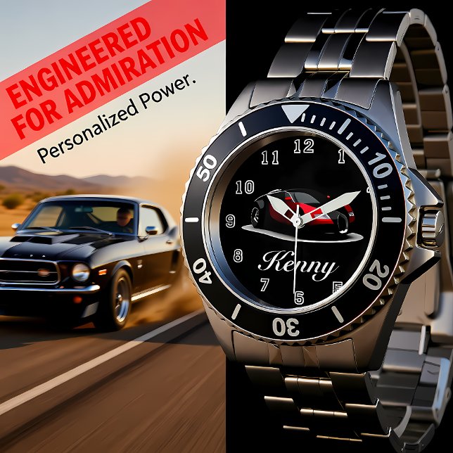 Zwarte en rode sportwagen horloge (Creator heeft geüpload)