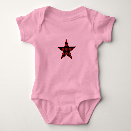 Zwarte en Rode ster van Kisses Romper (Voorkant)