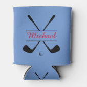 Zwarte en rode stijlvolle Logo en naam Golf Player Blikjeskoeler (Voorkant)