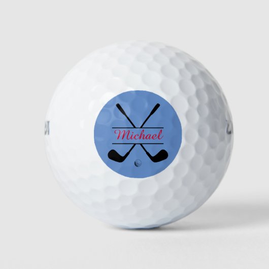 Zwarte en rode stijlvolle Logo en naam Golf Player Golfballen (Voorkant)