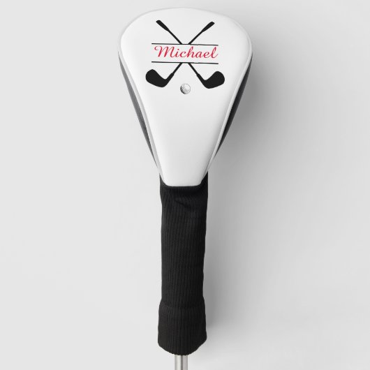 Zwarte en rode stijlvolle Logo en naam Golf Player Golfheadcover (Voorkant)