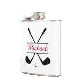 Zwarte en rode stijlvolle Logo en naam Golf Player Heupfles (Links)