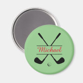 Zwarte en rode stijlvolle Logo en naam Golf Player Magneet (Voorkant / Achterkant)