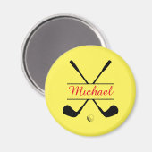 Zwarte en rode stijlvolle Logo en naam Golf Player Magneet (Voorkant / Achterkant)